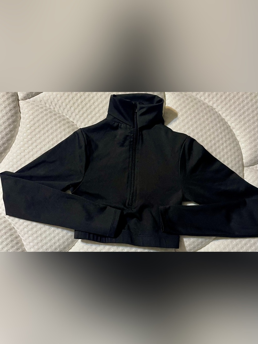 Girls Black Cheerleading Poly/Spandex Mock Turtleneck Half-top